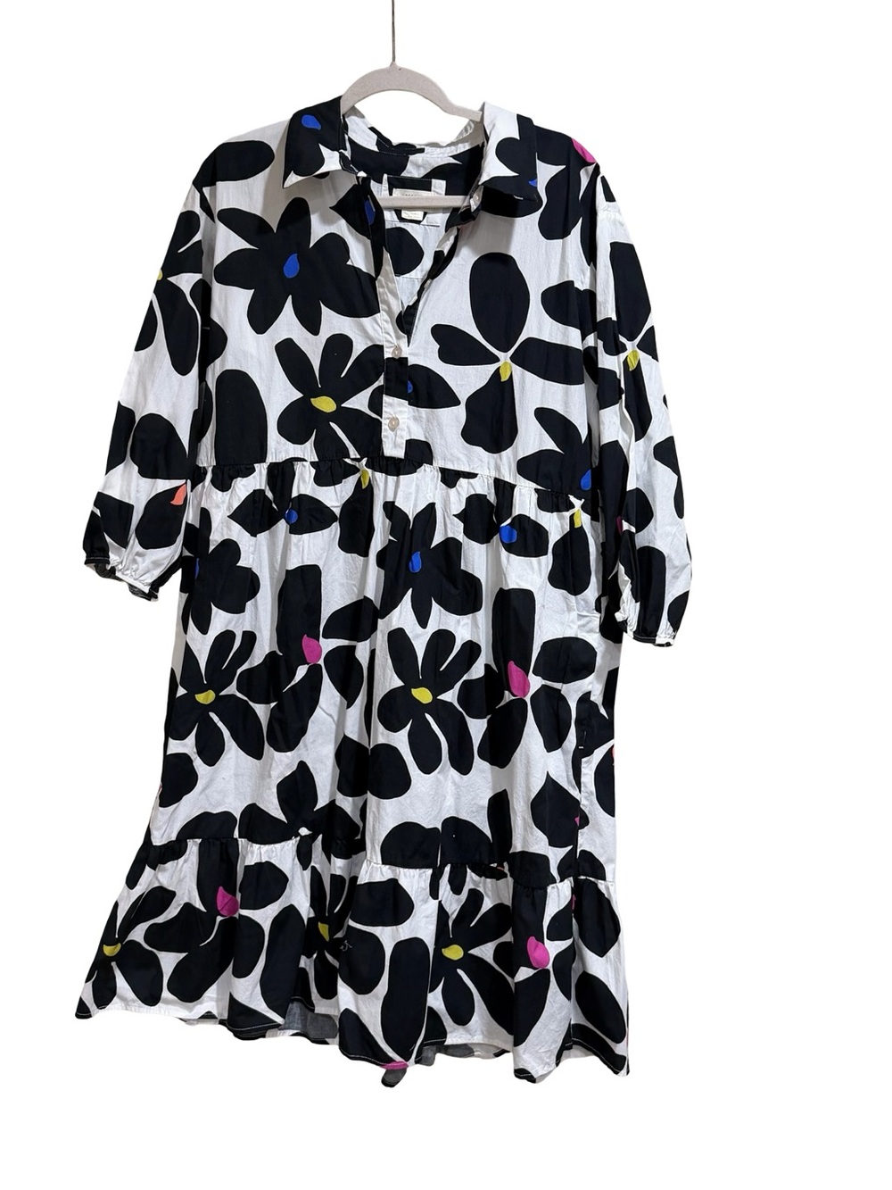 โจ Maeve The Bettina Tiered Shirt Dress Size Large Floral Midi Dress - Picture 3 of 14